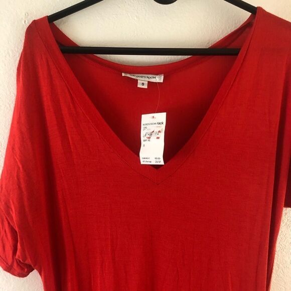 The Vanity Room Cherry V-Neck Ruched Dress Size S - Picture 5 of 6